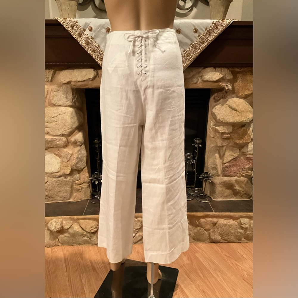 J Crew button front high waist sailor white pants 6 - Picture 4 of 11